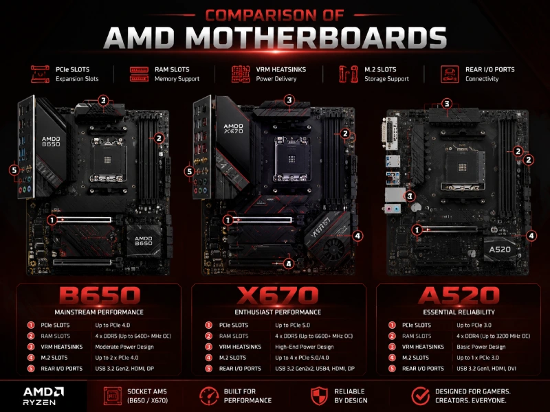 مقایسه مادربرد های AMD